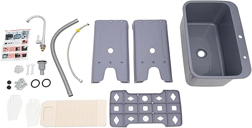 Miniatura 7 de Fregadero de lavandería independiente Fregadero de utilidad Estación de lavado de plástico con grifo, estación de lavado multiusos Sótano, Tina de