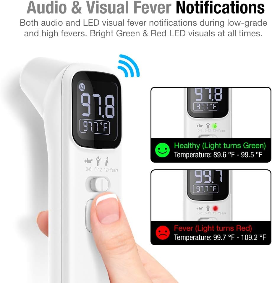 Infrared Thermometer Ear and Forehead Digital Thermometer for Kids and Adult, 3-in-1 Touchless Smart IF Technology Ideal for Home, Family with Fast Detection and Accurate Reading
