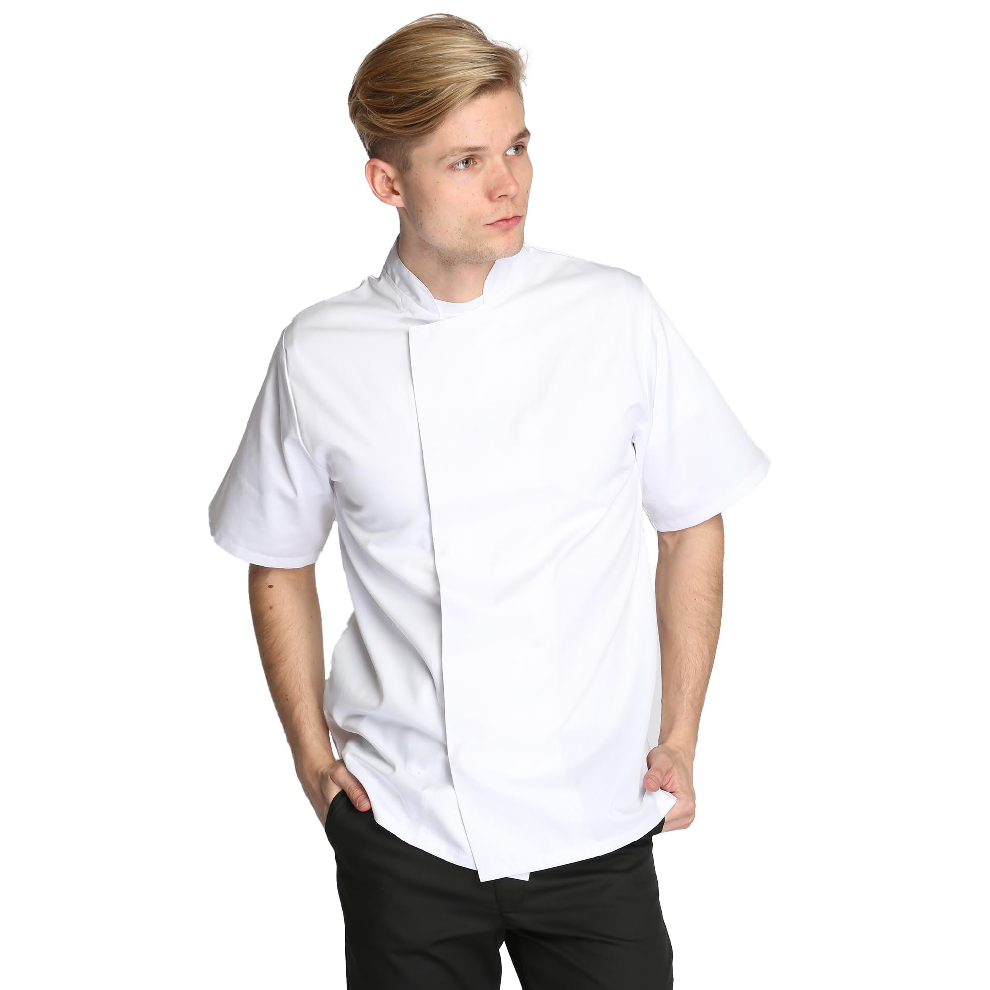 Tibard Short Sleeve Coolmax Chef Jacket (White, Medium (Chest 38-40"))