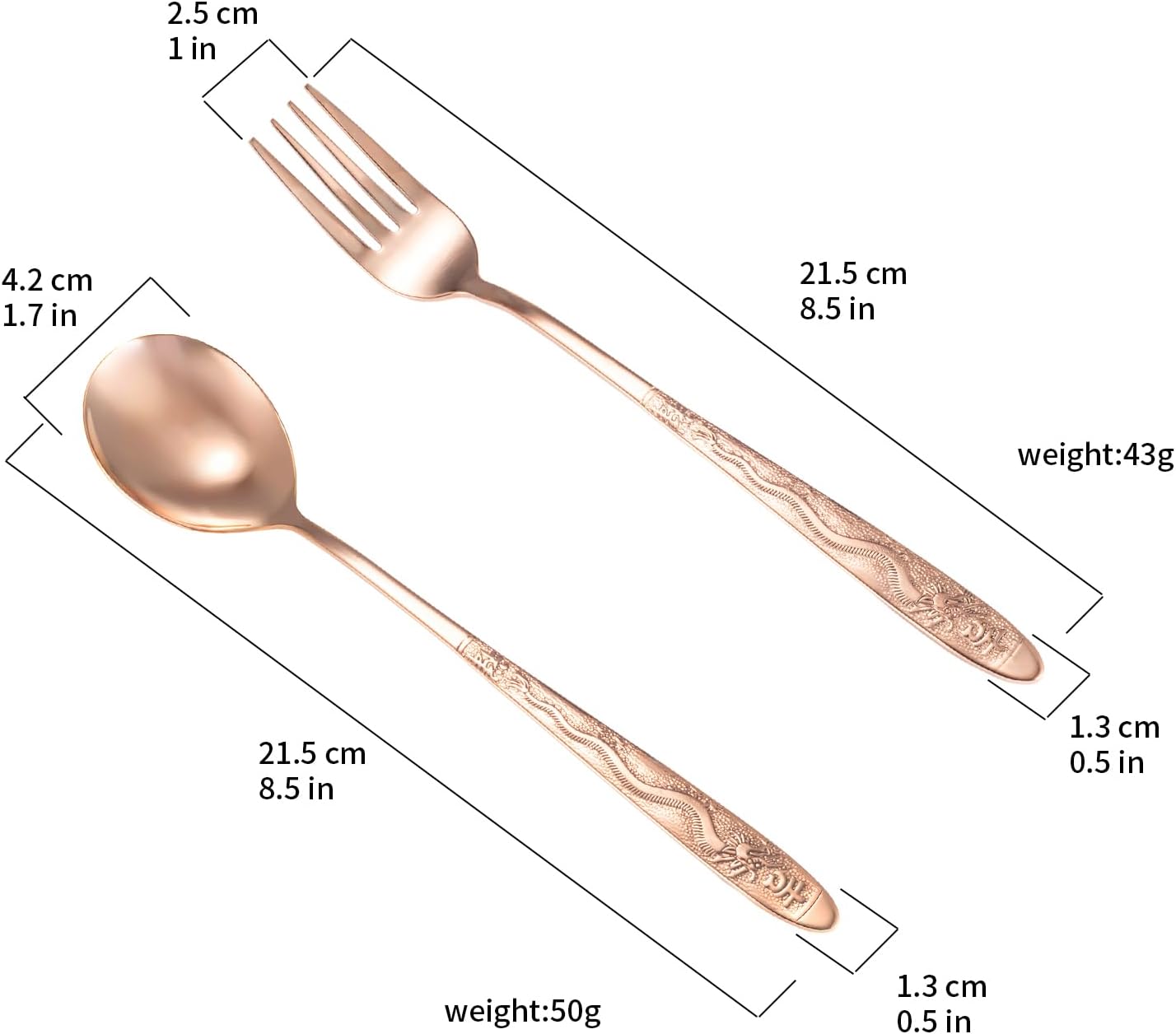 99.99% Pure Copper Utensils, Copper Flatware with Chinese Beautiful Meaning, Suitable for Kitchen, Home, Wedding, Party, Dishwasher Safe (1 Type)