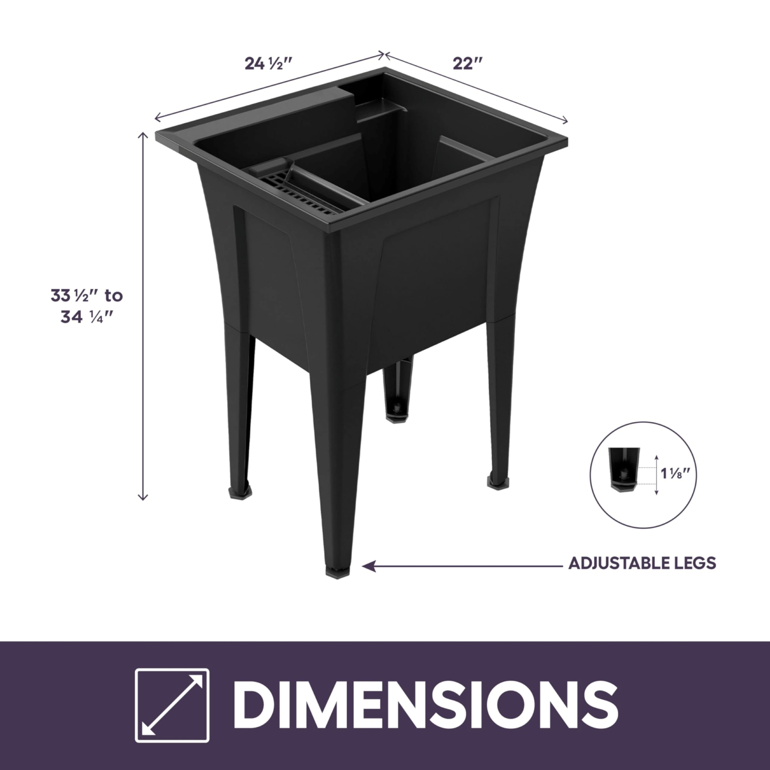 Black Utility Sink with Faucet - 24 Inch -5