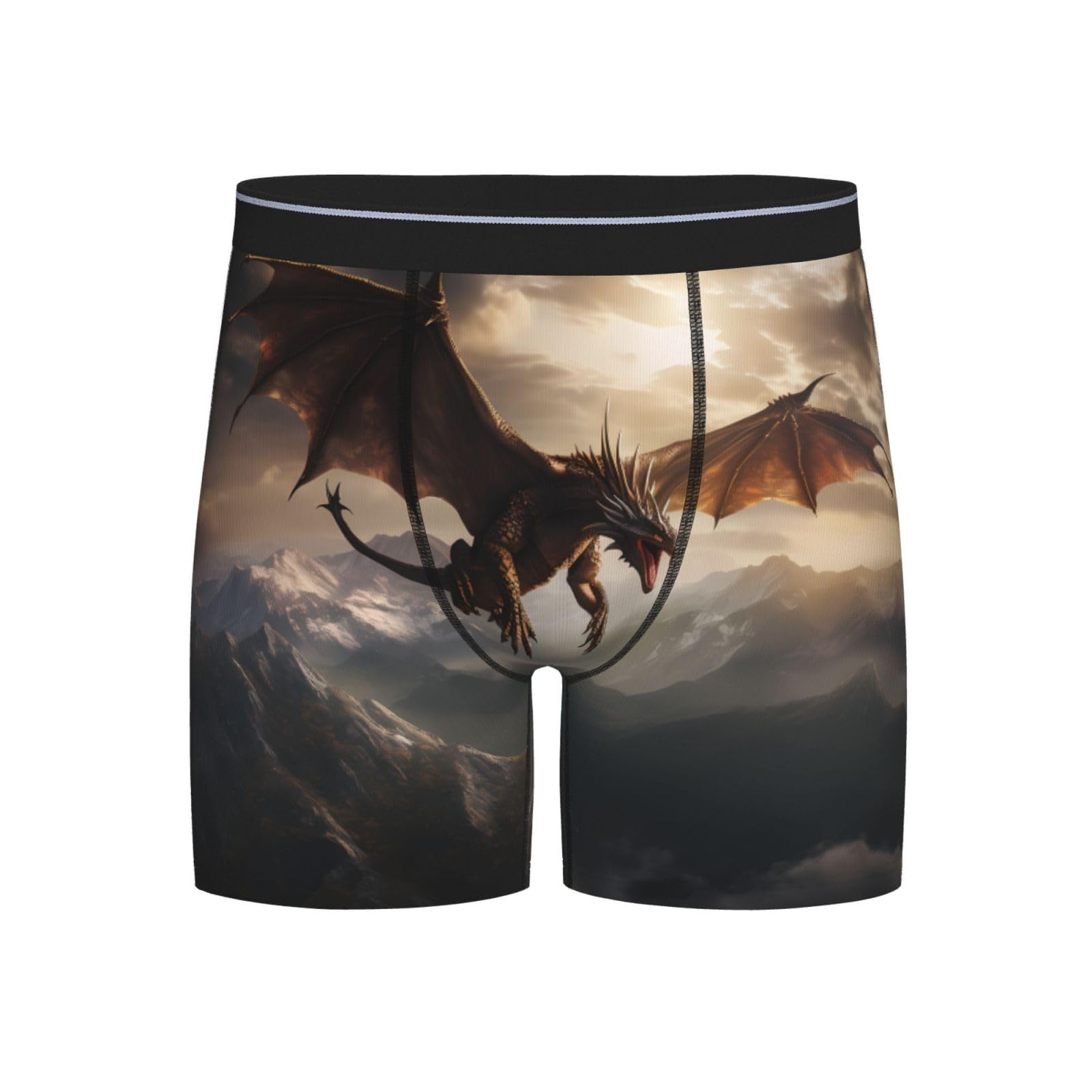 Wbqlsl Men's Black Imperial Printed Boxer Briefs, Breathable, Quick-Drying, Seamless Briefs, M