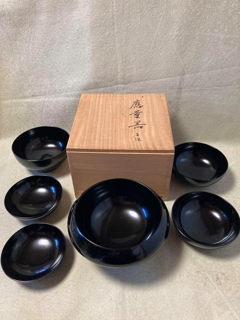 漆器　山田平安堂　器　仏器　黒漆器　入れ子腕　共箱付き　レトロ/a 漆器 山田平安堂 器 仏器 黒漆器 入れ子腕 共箱付き レトロ/a