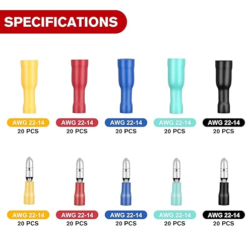 Miniatura 79 de Nilight 50015R - 200 conectores termocontraíbles – Conectores de alambre impermeables – Terminales eléctricos de grado marino automotriz – Kit