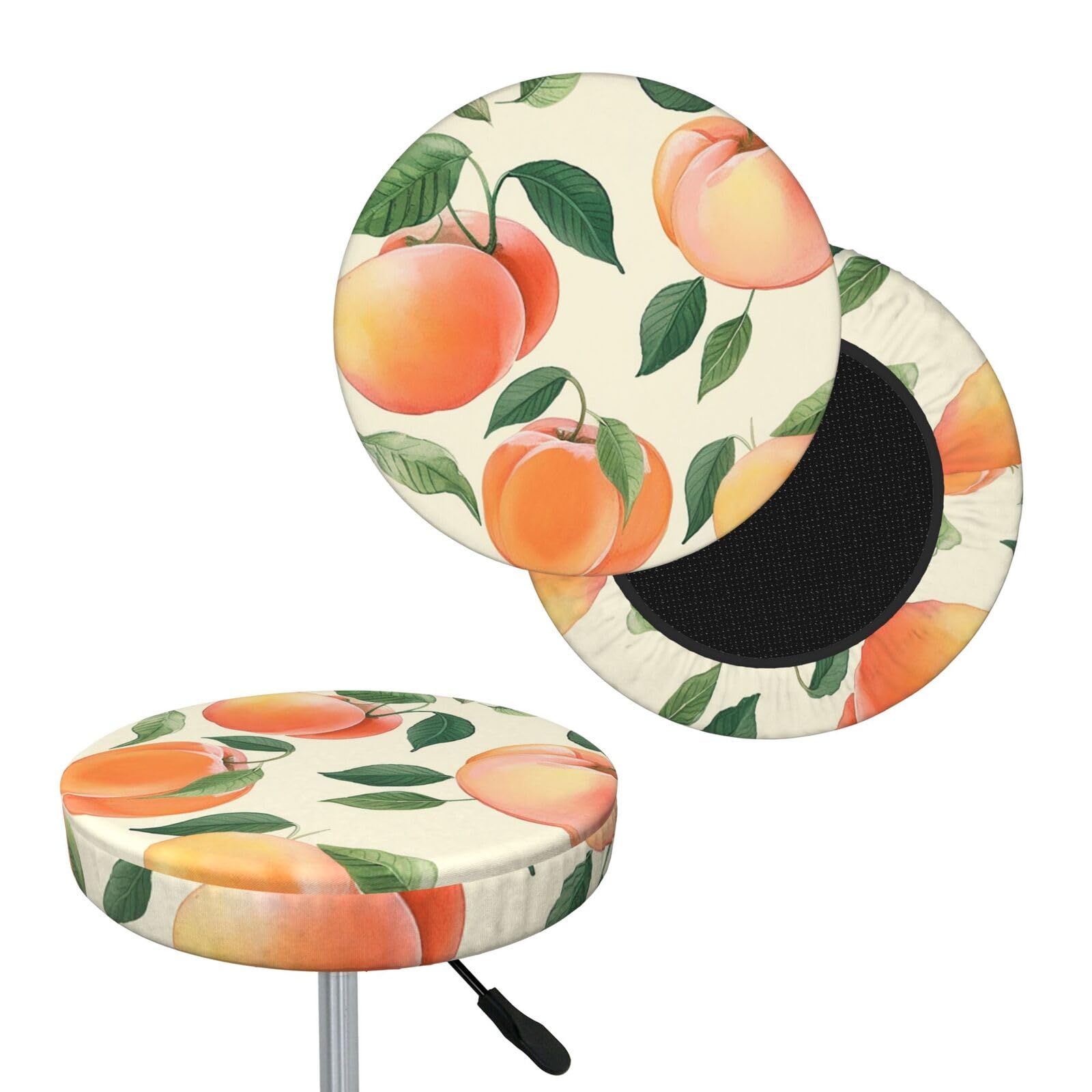 NONHAI Peach Bar Stool Cover Round Elastic Stool Cushion Covers Dustproof Bar Chair Cover Washable Stool Cushion Slipcover Stretch Stool Seat Covers for 12-14 Inch Chair