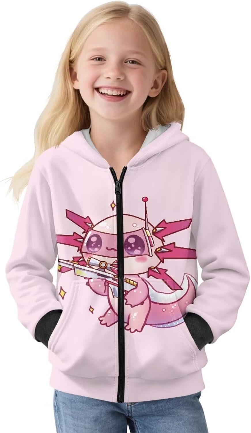Uourmeti Fleece Zipper Hoodies for Girls Comfy Graphic Jackets Long Sleeve Sweatshirt Size 6-16