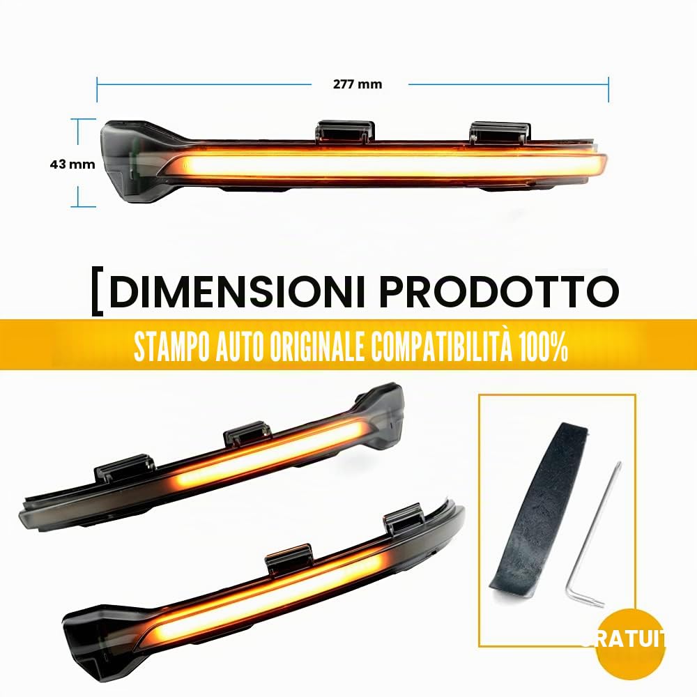 2 pezzi luci LED per indicatori di direzione dinamici per specchietto laterale, indicatori di direzione sequenziali, Compatibile con V-W Golf 7 Jet-ta MK7 VII GTI R MK7 Golf 7.5 Tou-ran