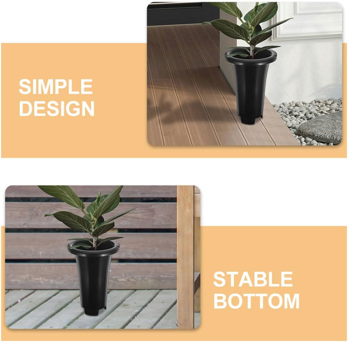 FRCOLOR Black Plastic Orchid Nursery Pots Set 10pcs, Extra Large Round Thickened Planter with Drainage, Breathable Moisture Flowerpots for Indoor Gardening and Succulent Propagation