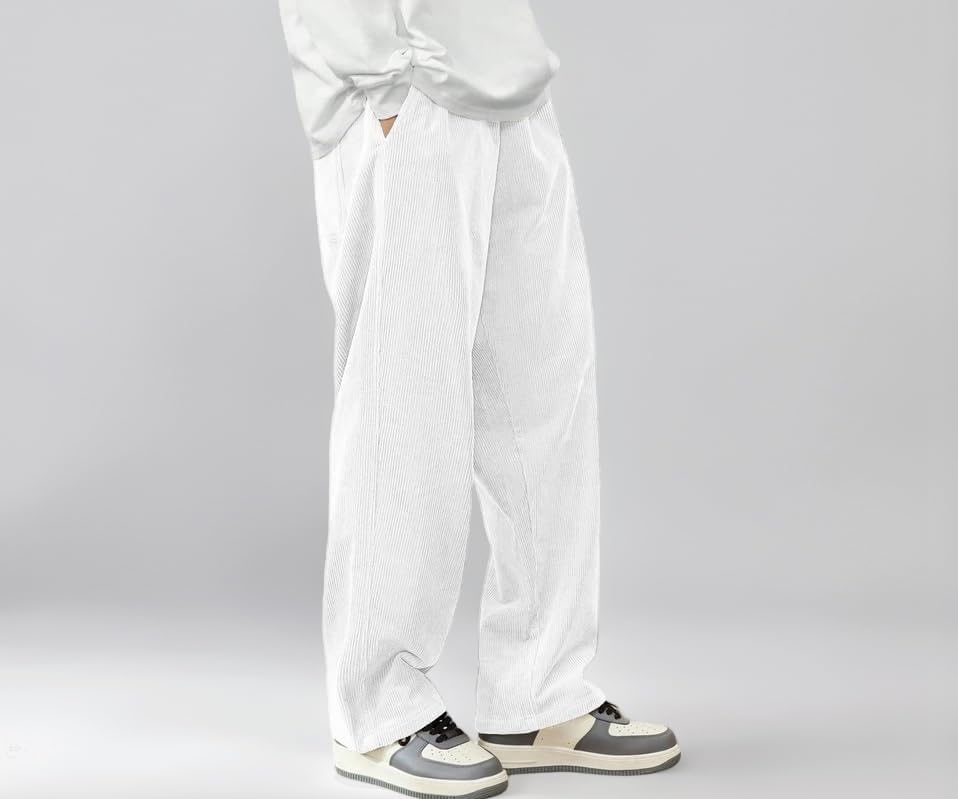 Corduroy Trousers for man | Elastic Waist Loose fit Pant for Men | Casual Bottom Wear| Stretchable & Comfortable Sweatpant Trouser |Pant for Causal & Formal Wear |Gym Joggers