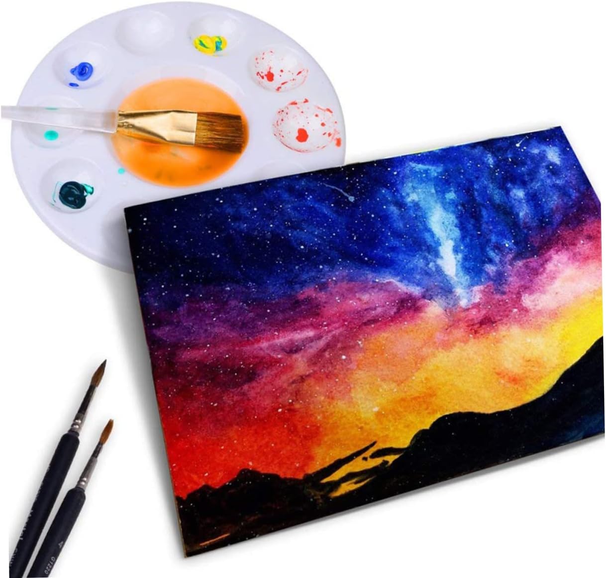 Housoutil 28pcs Plastic Watercolor Paint Trays Palette for Art DIY Craft Students Boys and Girls Portable