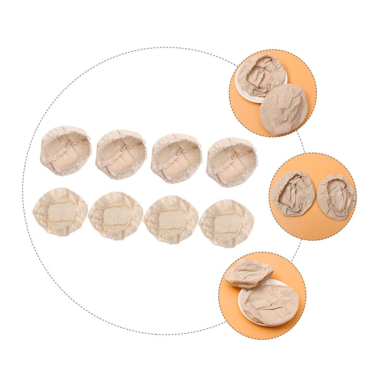 BESTonZON 16 Piezas Cubierta De Tela De La Cesta De Fermentación Paño Tela De Lino Canasta De Tela Forro De La Cesta Suministros para Pruebas De Pan Forro De Lino Banneton Rota Oval