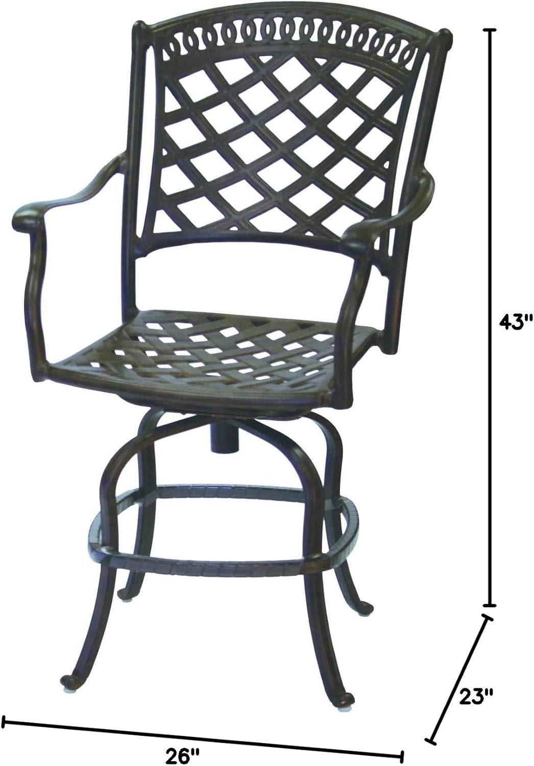 Darlee Sedona Cast Aluminum Patio Counter Height Swivel Bar Stool - Antique Bronze