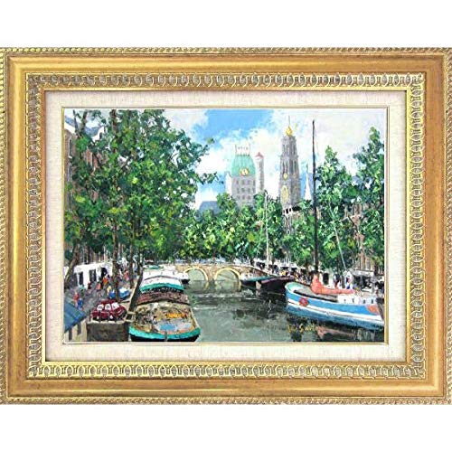 Amazon.co.jp: 斉藤要『アムステルダム運河 受注制作』油彩画 風景画
