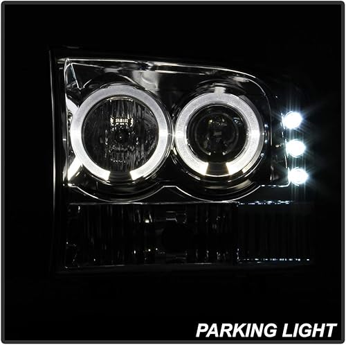 Miniatura 7 de ACANII - Para 1999-2004 Ford F250 F350 F450 SuperDuty Excursion LED Halo Chrome Housing Proyector Faros Faros Faros