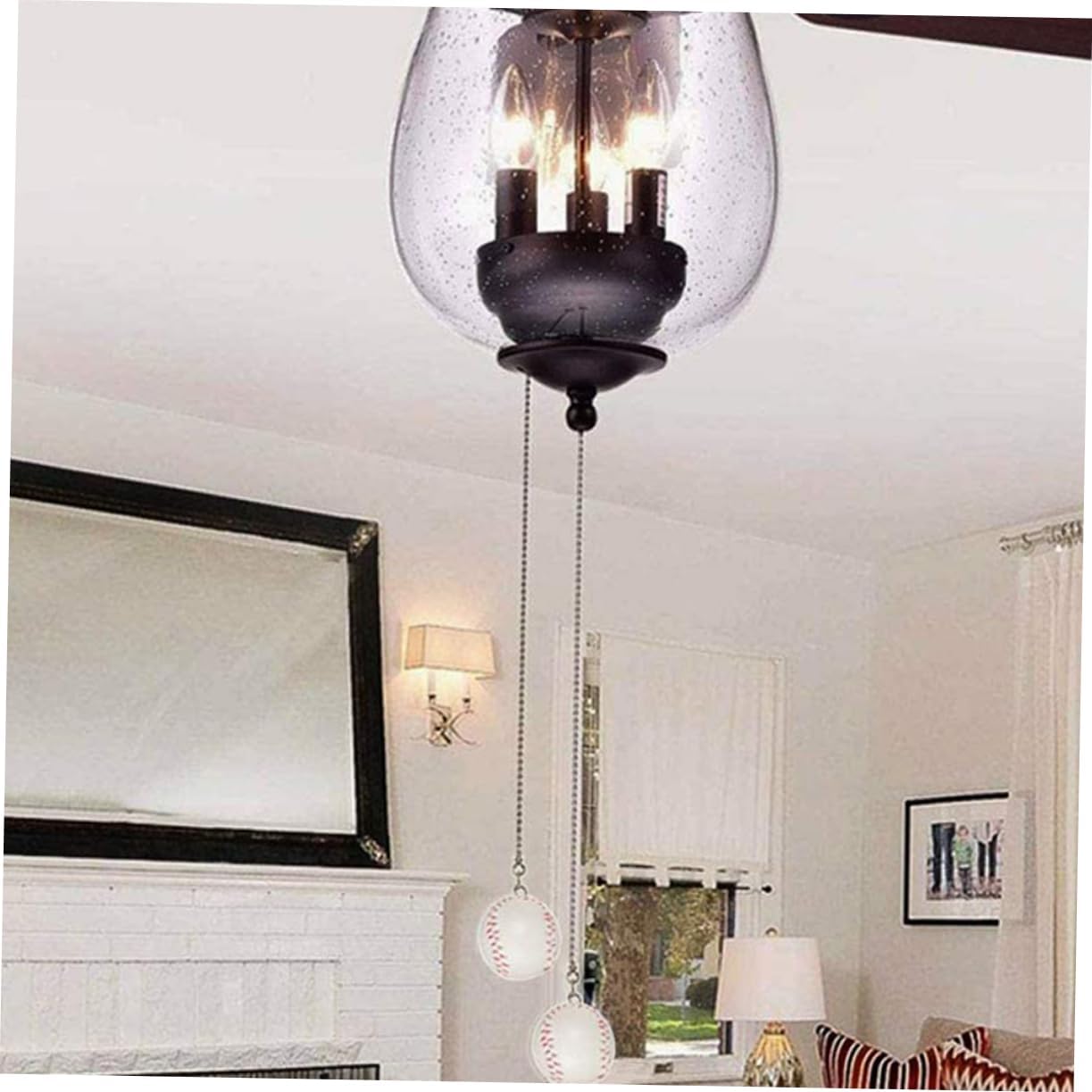 SHINEOFI 4Pcs Decorative Ceiling Fan Pull Chain Extender Sturdy Pendant Extension with Retro Beaded Balls Versatile Fan Pulls for Ceiling Lights and Wall Lamps