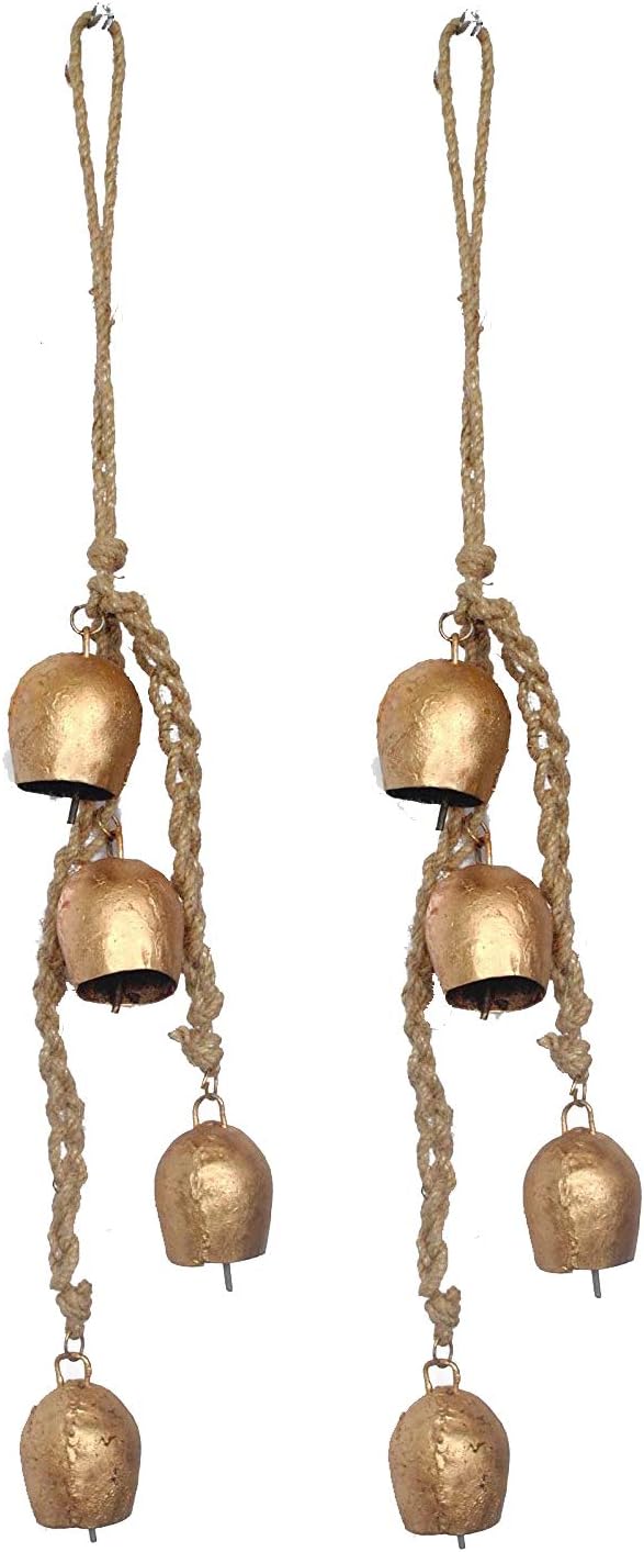 Exotic Art Wrought and Cast Iron Swiss Cow Bell Wind Chime (Small, Brown)