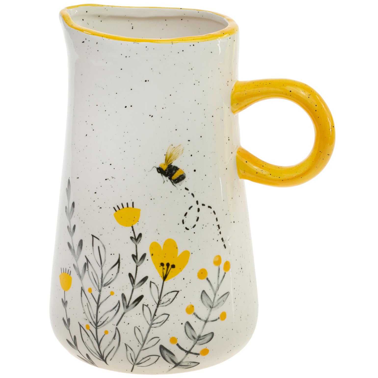 Boston International Drink Pitcher Ceramic Serveware Water & Cold Beverage Jug, 8.5 Cups, Sunny Bee