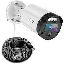 130 Ultra Wide-Angle & Motion Detection 4K 8MP Outdoor Home POE Extended Security Camera,Bullet PoE IP Cameras with 18.3M LAN Cable