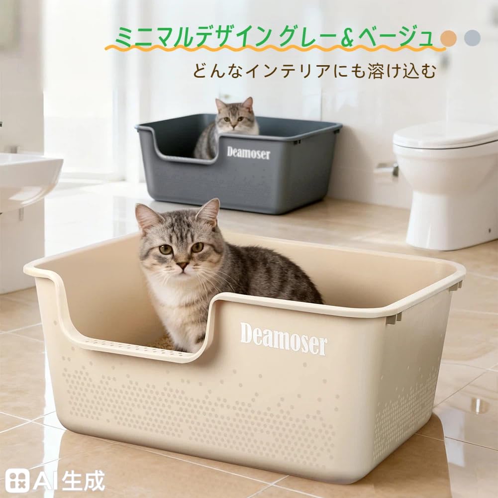 Amazon | 超大型猫用トイレ オープンタイプ 大きい猫 多猫 簡単掃除