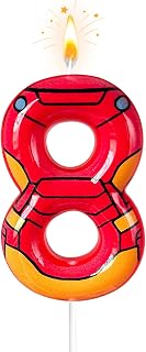 Red Gold Tech Armor Number Candles - Mechanical Hero Style Birthday Candles for Cake Toppers Birthday Party Decorations, Celebrations & Gifts (Red Gold, 8)
