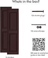 Vista 68 de Persianas de vinilo de panel elevado Pontiac Trail (1 par) 14.5"x31" - Negro Cosmos/Pintable Persianas de ventana exteriores Incluye hardware