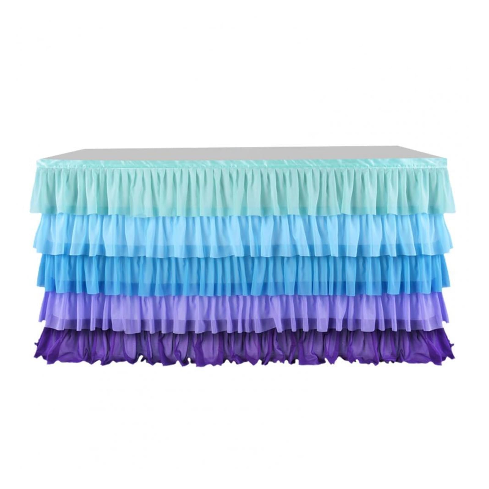 Szyfonowa spódnica z falbaną | Wielokolorowy wystrój domu na imprezę na plaży 60x180 cm: dekoracja wydarzenia(Blue Purple)