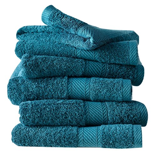 De Witte Lietaer 194848 Lot de 6 Serviettes de bain Coton Vert Canard 100 x 50 cm