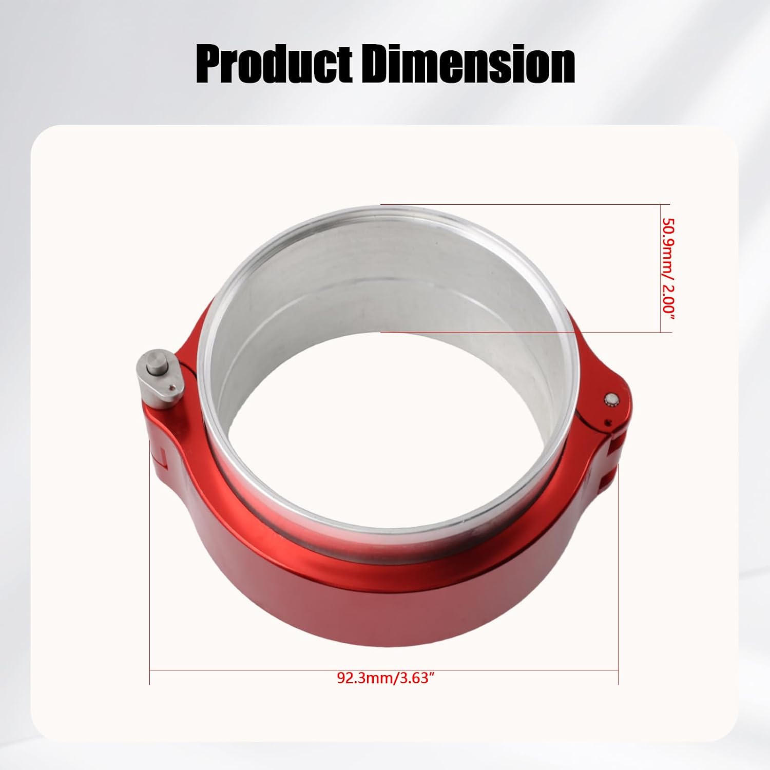 2.5 Inch V Band Clamp Red Aluminum Quick Release Clamp for Intercooler and Intake Piping Compatible with 2.5" OD Performance Automotive Applications