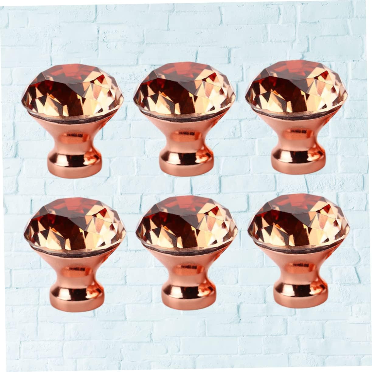 ARTIBETTER Diamond Shape Cabinet Knobs 6Pcs Crystal Drawer Pulls Handles with Screws 1.18In for Kitchen Furniture Replacement