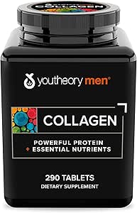 Youtheory Men's Collagen - 5,000 mg Collagen - Daily Collagen Supplements for Men - Hair &amp; Skin Support* - Gluten, Soy &amp; Dairy Free - 290 Tablets