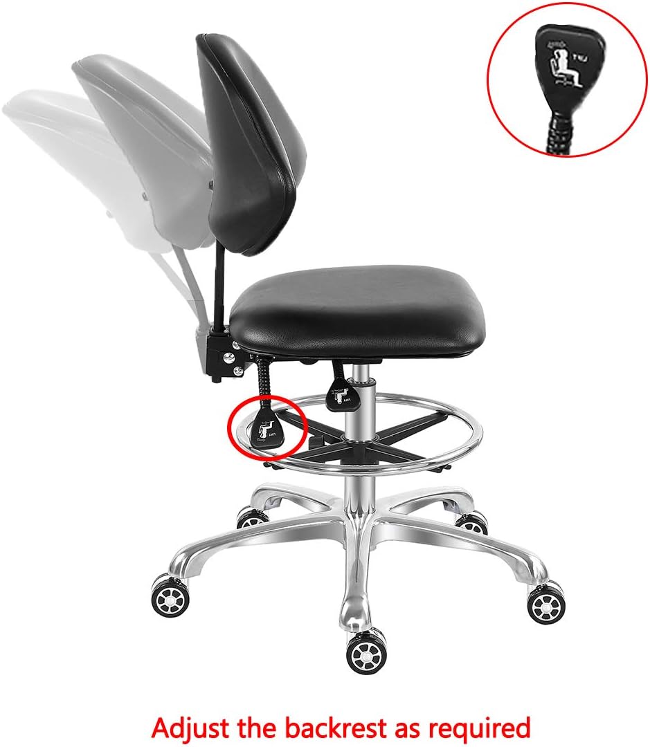 Frее Shірріng Ovеr $50 Adjustable Rolling Stool Drafting Chair for Guitar Shop Pedicure Studio Work with Wheels and Backrest,Workbench Hydraulic Stool with Footrest (Black) Onе-Dау Sаlе: Uр tо 80% оƒƒ Adjustable Rolling Stool Drafting Chair for Guitar Shop Pedicure Studio Work with Wheels and Backrest,Workbench Hydraulic Stool with Footrest (Black)