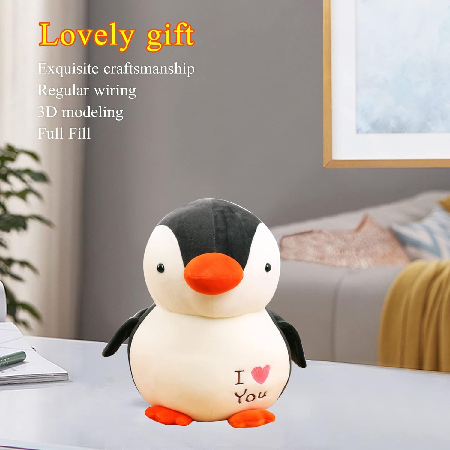 Penguin Stuffed Animal Toys 9.8", Plush Penguin Dolls for Kids Black