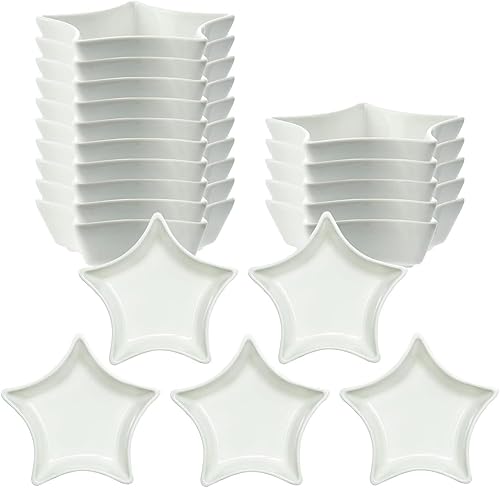 Miniatura 9 de SOCOSY Plato de cerámica multiusos en forma de estrella, platos para condimentos, platos para sushi, aperitivos, platos para servir, platos de 3