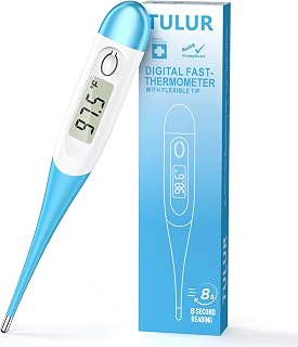 TULUR Digital Thermometer for Adults & Kids: 8-Second Accurate Reading, Fever Alarm, Oral Rectal Underarm, Large LCD