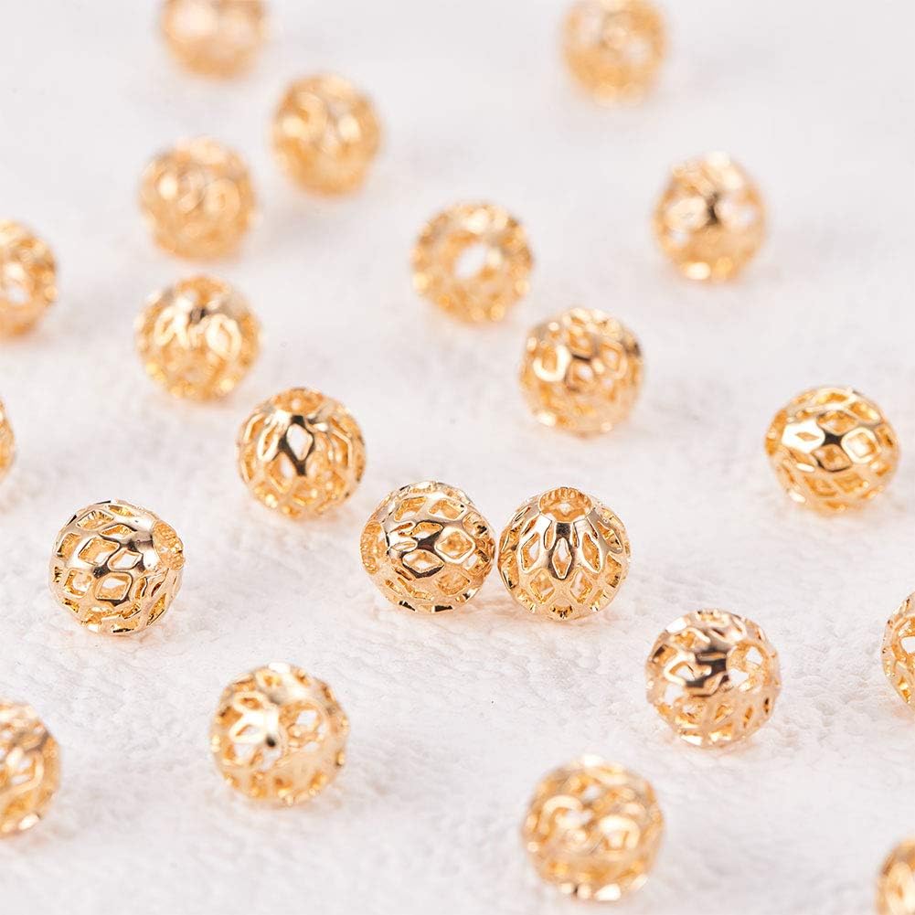 BENECREAT 30 PCS 18K Gold Plated Spacer Beads Metal Spacer Beads for DIY Jewelry Making Findings and Other Craft Work - 8x3mm, Hollow Shape - Image 5