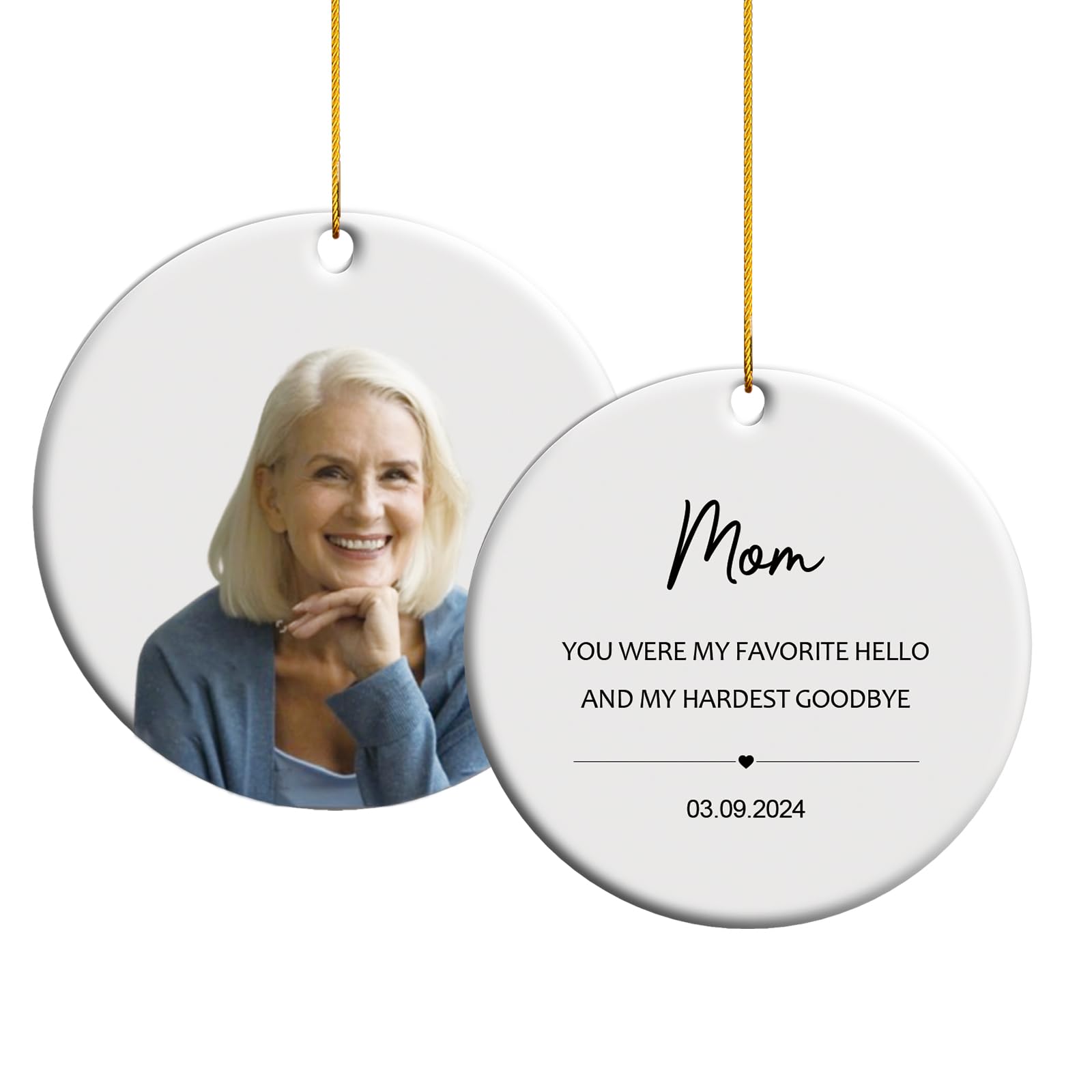 ALBK Memory Baubles Personalised - Christmas Memorial Baubles, Photo Ceramic Ornaments, Plaque Bereavement Remembrance Funeral Gifts, Christmas Xmas Tree Decoration