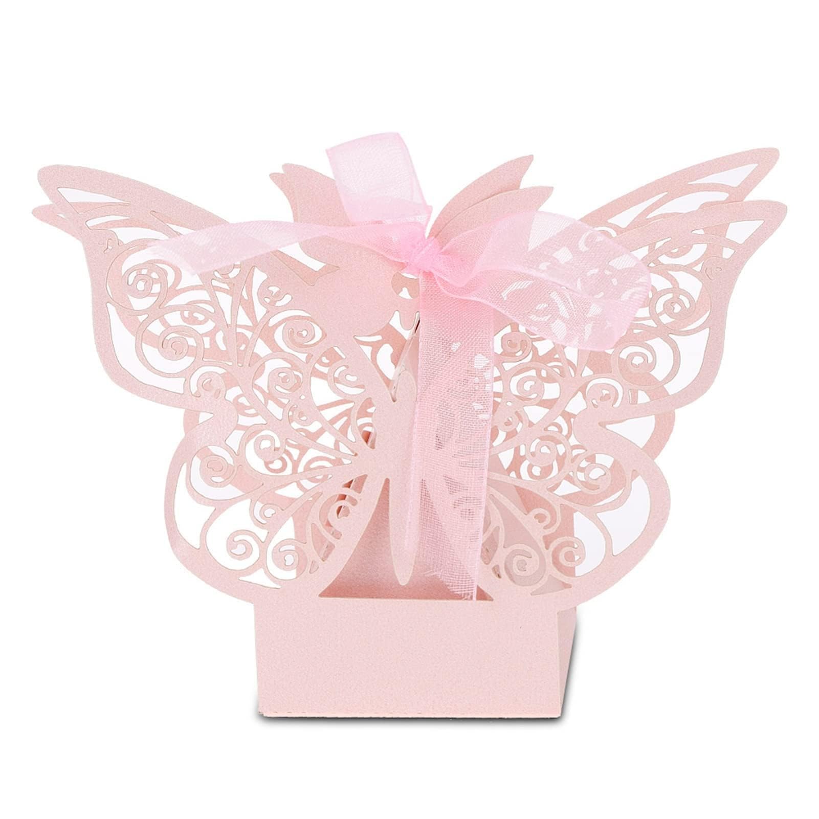 Mimdixy 100 Pezzi Scatole Regalo Bomboniere Per Feste Di Nozze,delicate Scatole Per Caramelle A Forma Di Farfalla, Bomboniere Bomboniere Decorazioni Nuziali Per Feste Di Compleanno Forniture(rosa)