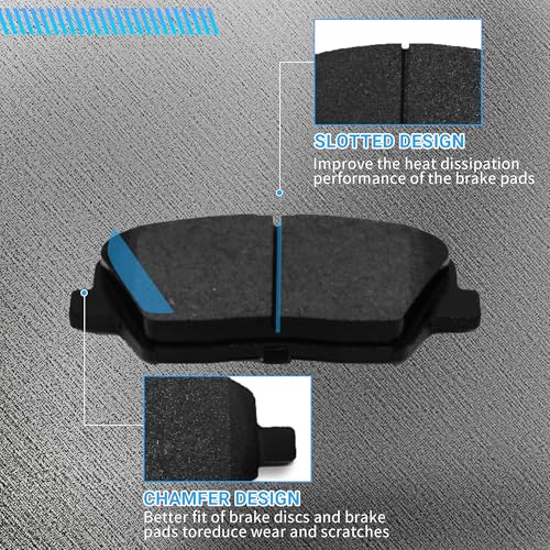 Image of Front Brake Pads Set Compatible with Hyundai Azera, Hyundai Santa Fe XL Sport, Kia Sorento Ronto Automotive Replacement Brake Pads Semi-Metallic D1687