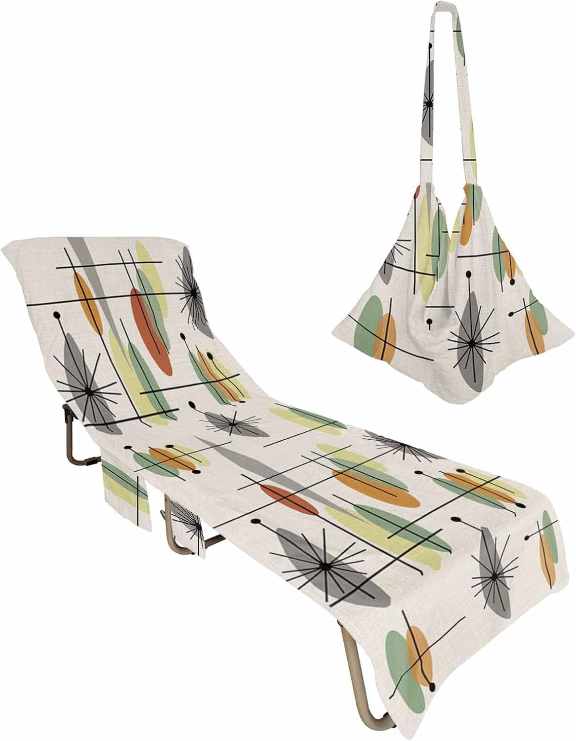 Geometric Beach Chair Towel Covers for Chaise Lounge with