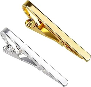 cossess Premium Gold & Silver Tie bar for Men – Classic Brass Tie Clips Set for Formal & Business Attire | Stylish Tie Pin Clip for Office, Wedding, Party – Set of 2 (Gold & Silver)-picture-15