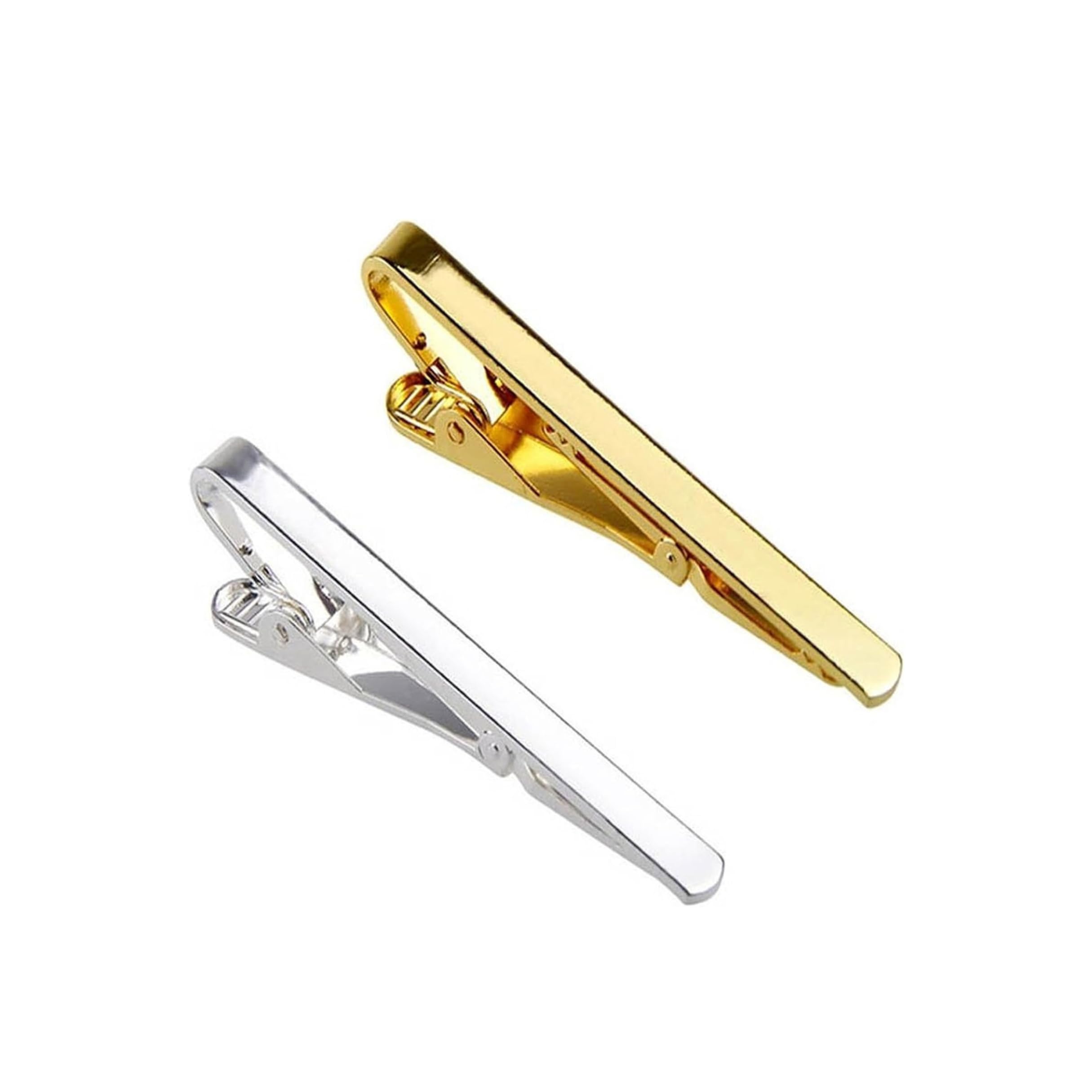 cossess Premium Gold & Silver Tie bar for Men – Classic Brass Tie Clips Set for Formal & Business Attire | Stylish Tie Pin Clip for Office, Wedding, Party – Set of 2 (Gold & Silver)-picture-26