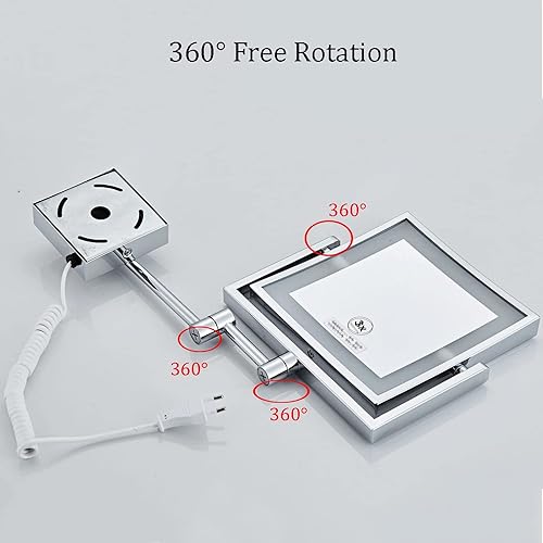 Miniatura 6 de Espejo de maquillaje con luz LED, espejo de maquillaje montado en la pared, exquisitos espejos cosméticos para el hogar, giro de 360, tacto