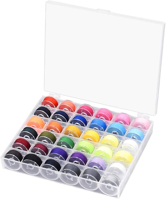 Kissral 36Pcs Sewing Machine Bobbin Threads, Pre-Wound Bobbins Set with Storage Case BoxFor Brother/Babylock/Janome/Elna/Kenmore/Babylock/Singer Sewing Machine