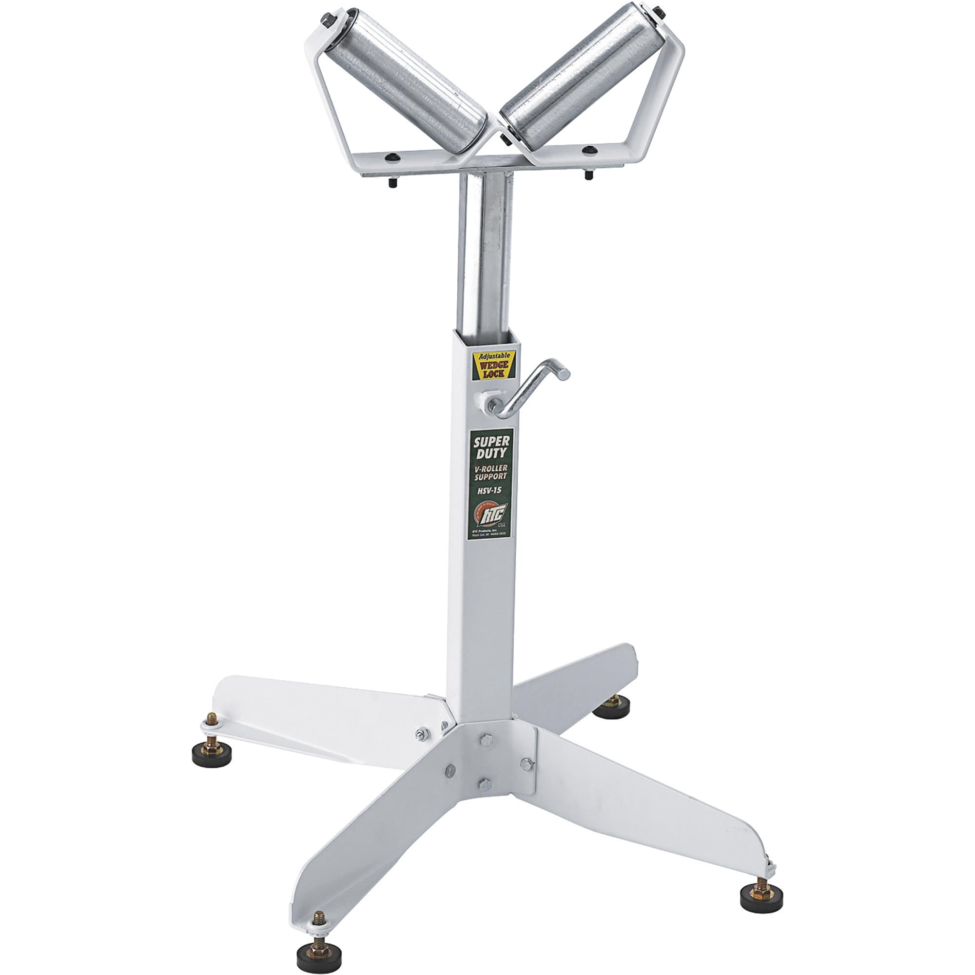 HTC HSV-15 Pipe Stand V head Roller Super Duty Adjustable 22-Inch to 32-Inch Tall , White