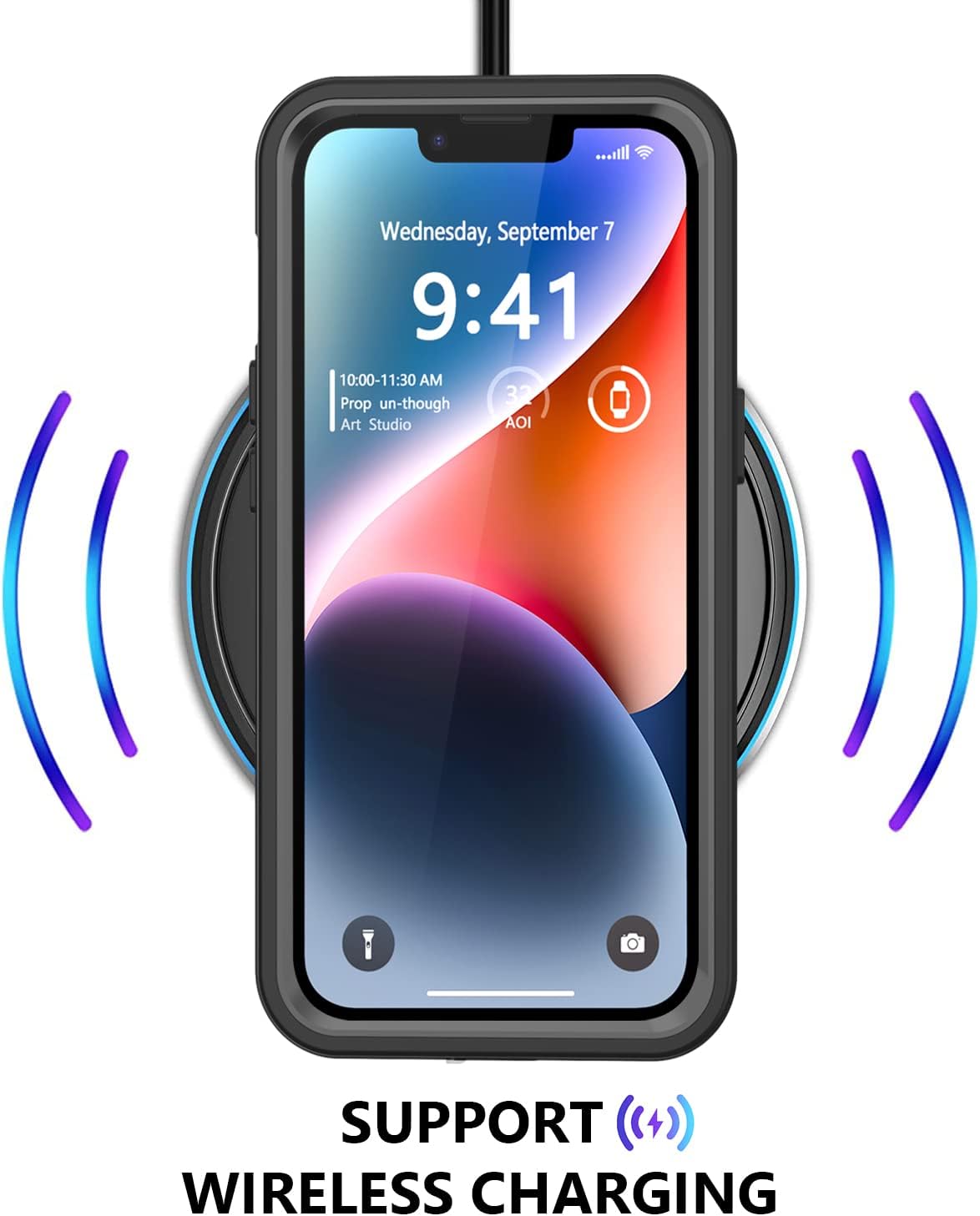 Protebox for iPhone 14 Plus Waterproof Case with Built-in Screen Protector, Shockproof Dustproof Full Body Protective IP68 Waterproof Phone Case for iPhone 14 Plus 6.7 inch (Black/Clear)