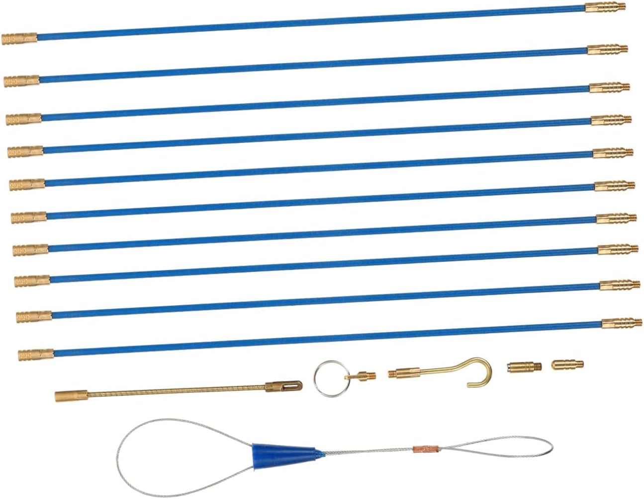 Electrical Fish Tape Wire Puller Set 10pcs Coaxial Cable Pull Push Kit for Electrical Wire Running