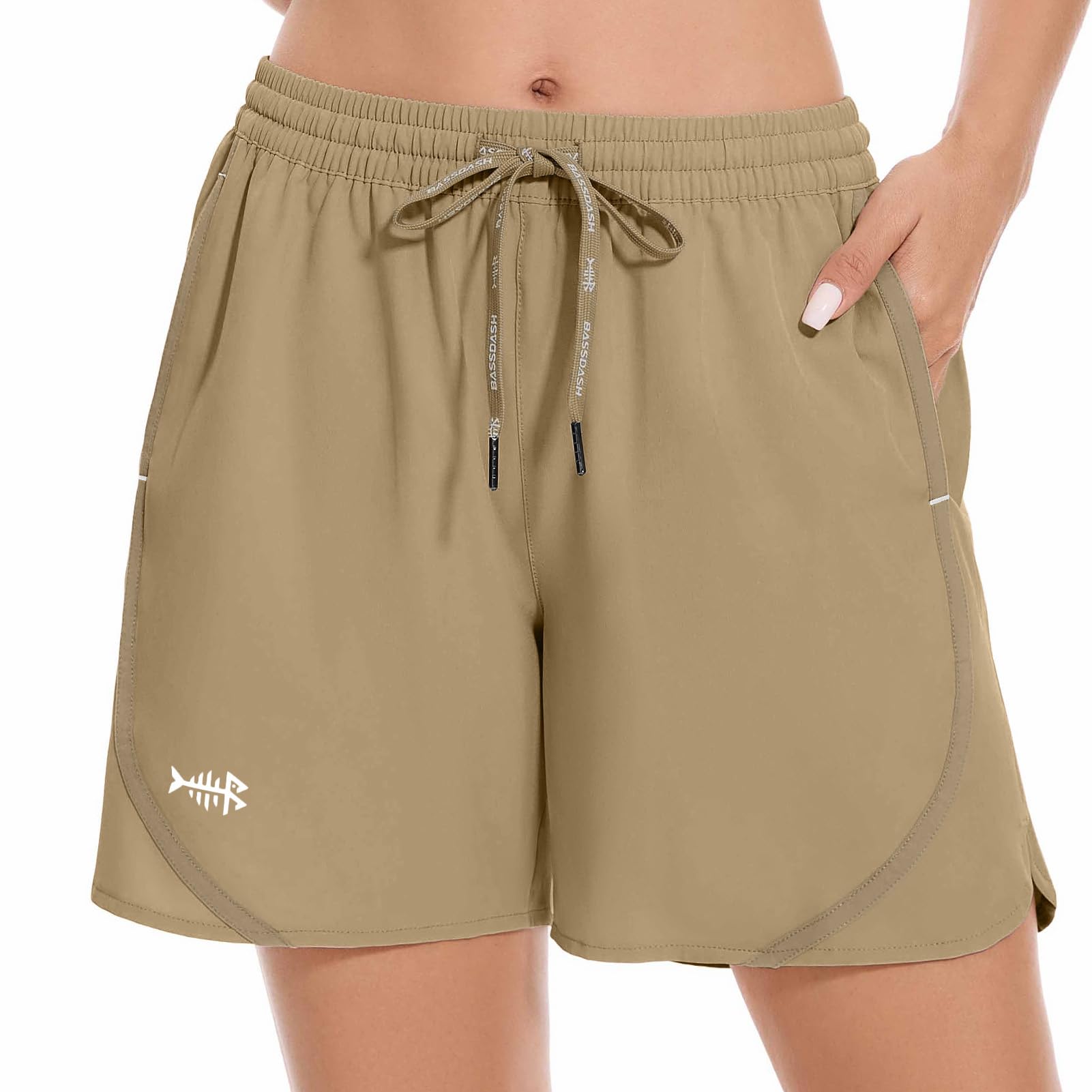 Bassdash Damen 5" Angeln Wanderhose Stretch Shorts UPF 50 + Wasserdicht Schnell Trocken Sportlich Wandern Shorts mit Taschen FP05W