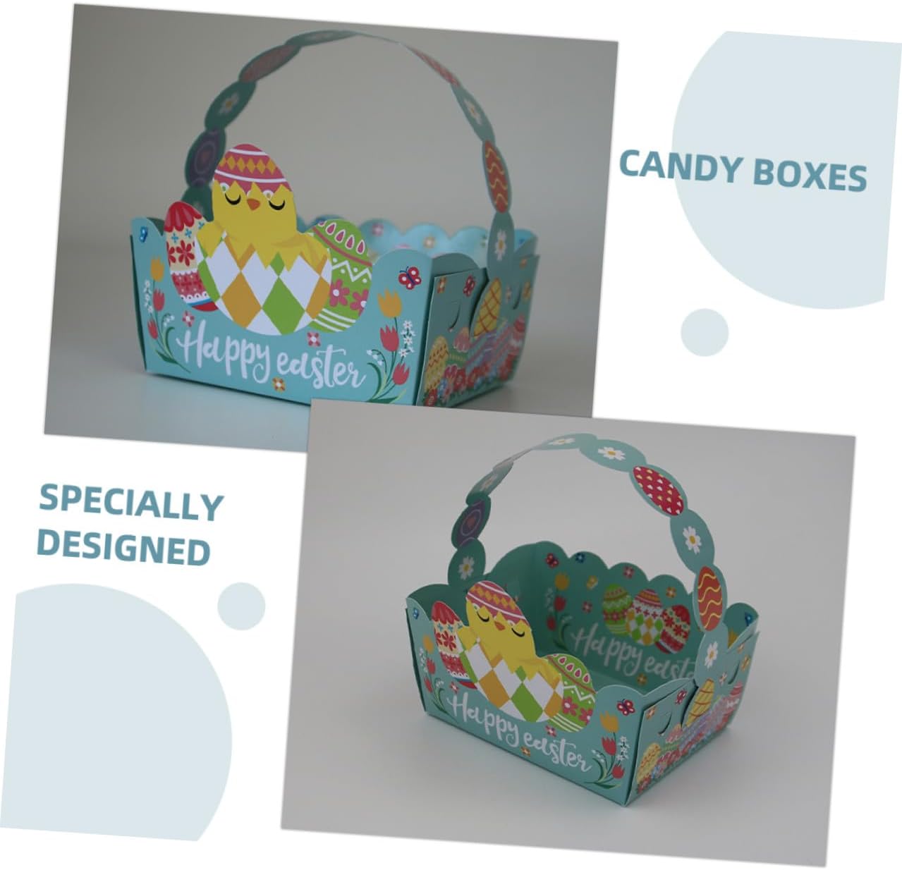 DONFAMDS 50pcs Easter Party Favor Boxes Handheld Eco-friendly Basket Candy Boxes Snack Containers DIY Gift for Cookies and Treats image 5