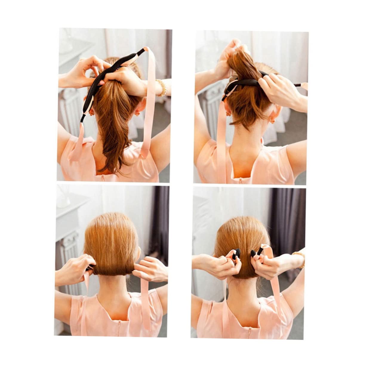 KALLORY 3pcs Hair Styling Donut Bun Maker with Flower Head Modeling