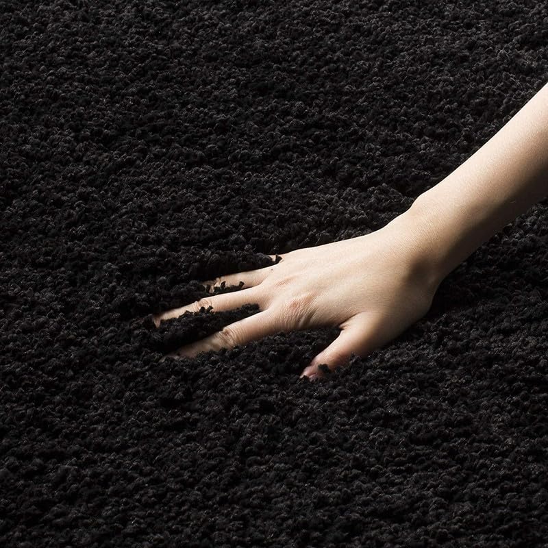 Image of TRANQUIL Polyester Fluffy Fur Rug Shaggy Modern Carpet for Living Room, Bedroom, Guest Room, Kids Room (6x9 Feet, Black)